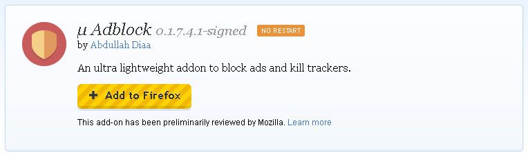µ (Micro) Adblock for Firefox